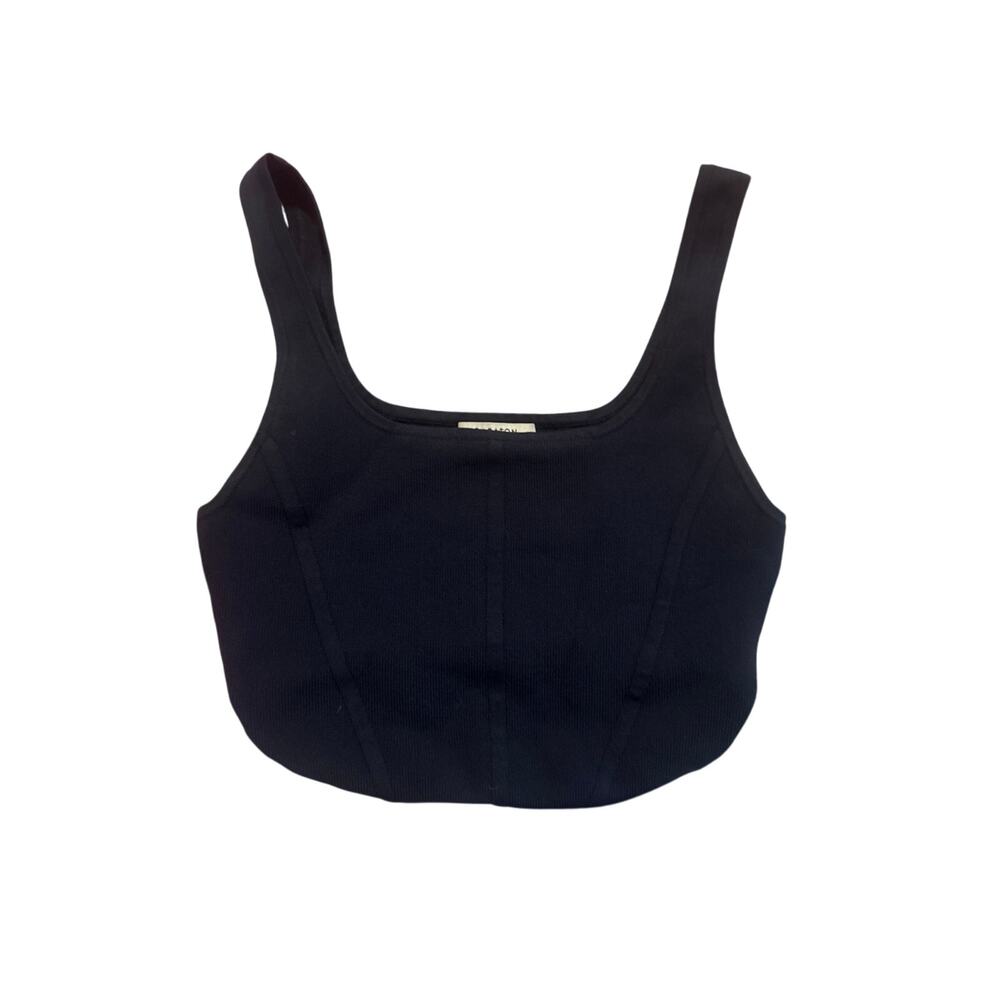 Women M Aritzia Babaton Navy Cropped Sculpt Knit Bustier Square Neck Tank Top